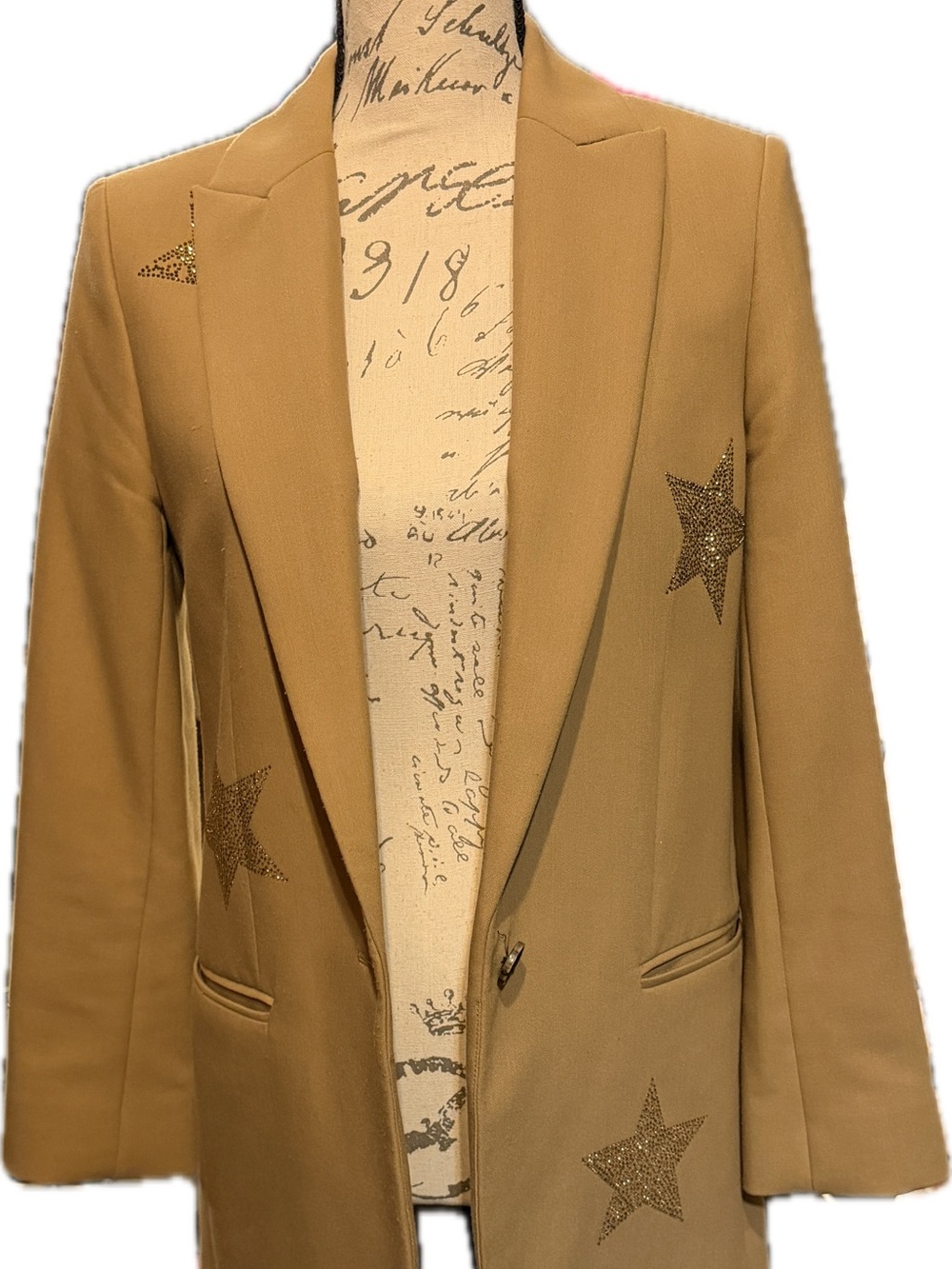 Zadig & Voltaire Camel Blazer with Glitter Star Accents